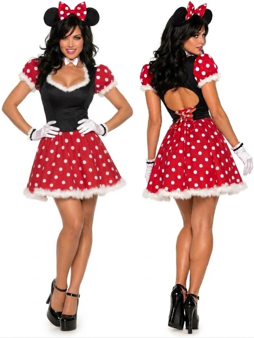 VINTAGE RETRO MINNIE MOUSE COSTUME SHIRLEY OF HOLLYWOOD RED POLKA DOT PINUP- M/L